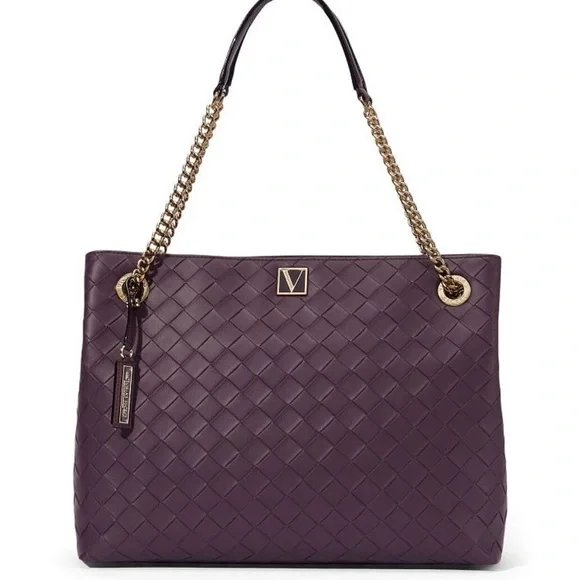 Victoria’s Secret BLACK VIOLET WOVEN TOTE - Picture 1 of 1